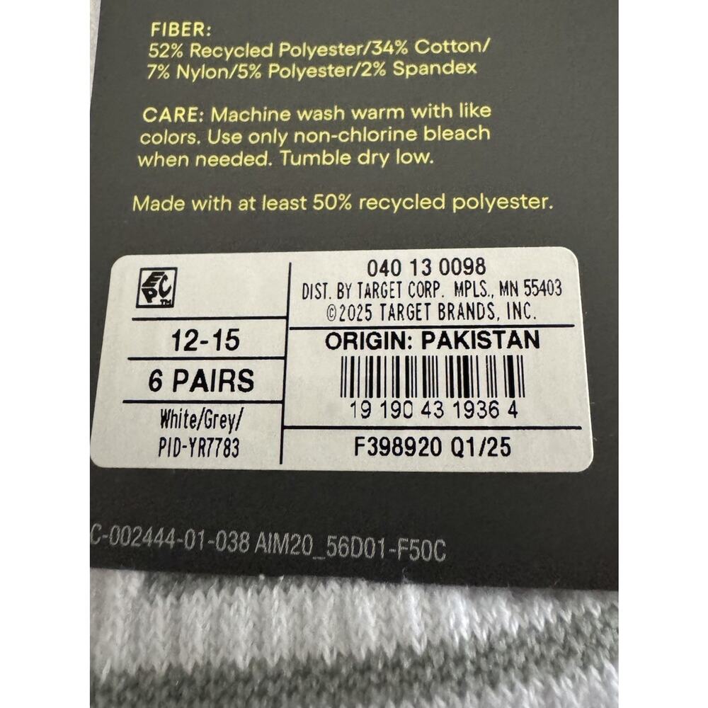 2 Pack All In Motion No Show Socks Mens 12-15 Black White 6 Pair Big & Tal - Picture 5 of 5